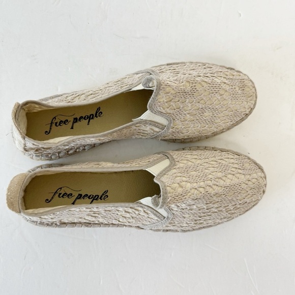 NWOT Free People Beige Crochet Espadrilles 38/7.5 Loafer Slip On Tan FairyCore - Picture 5 of 11